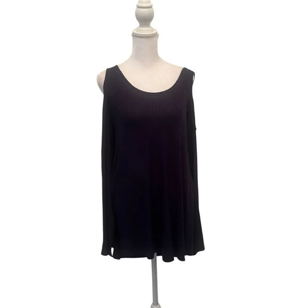 Chris & Carol size medium navy blue long sleeve cold shoulder tunic GUC